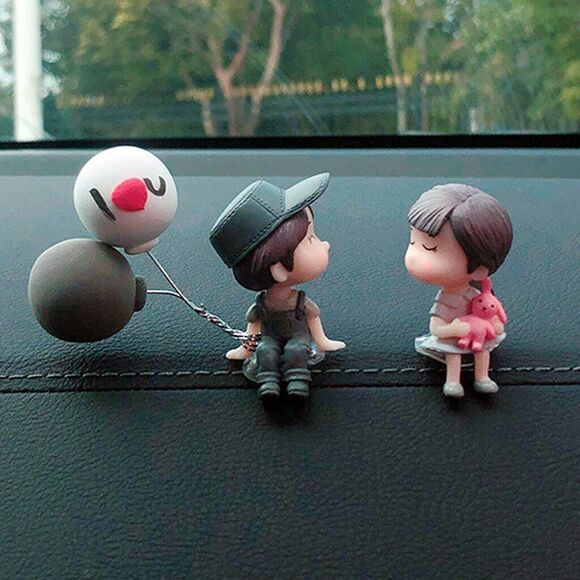 4PCS Cute Cartoon Couples Car Decoration Accessories Romantic Figurines Decor - Picture 12 of 12